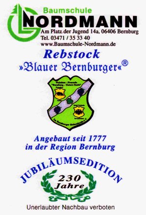 Blauer Bernburger Etikettrückseite 2007